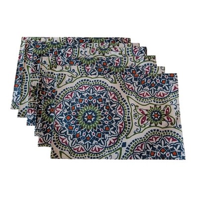 Colorful Mandala Pattern Placemats set of 6 Reversible 18 5/8'' x 12 5/8''