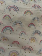 Pottery Barn Kids TWIN Rainbow Cloud Stars 100 ORGANIC Cotton Flat Sheet Only