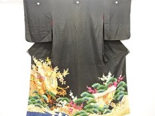 7472704: JAPANESE KIMONO / ANTIQUE TOMESODE / SILK / KINSHA / EMBROIDERY / CARRI