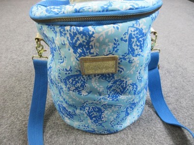 Lilly Pulitzer Cooler Bucket Bag Womens Blue Turtle Print Canvas