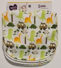 Parents Choice Infant Baby Boys 5-Pack Dinosaur Print Bib Set
