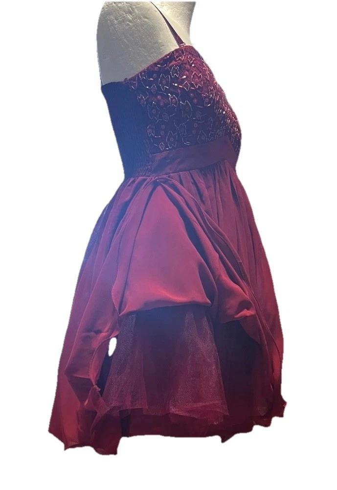 little mistress burgundy dress Mistress Strapless Lace Mini Dress Burgundy