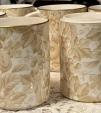 Rare (6) Mikasa Orchard Tapestry Gold Bone China Mugs - Discontinued Pattern