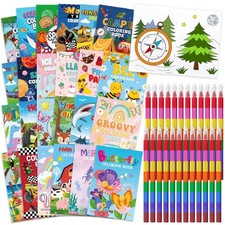 Cinrobiye 24 Coloring Books Bulk with 24 Stacking Crayons Set Mini Activity B...
