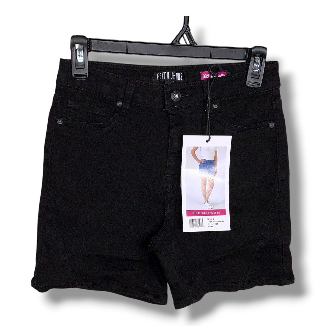 Size 6 Black Stretch Shorts High Rise Classic Casual