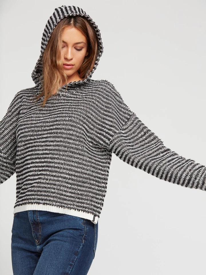 Volcom Broken Letters Hooded Sweater Black White Large Hoodie Sweatshirt - Image 4 of 4