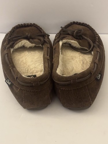 Clarks Women's Suede Nancy Slip On Lined Comfort Moccasin Slippers Brown Size 7 - Picture 8 of 11