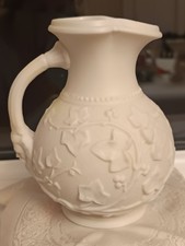 Antique Victorian poss Samuel Alcock Parian Ware Jug with Ivy Leaves Design