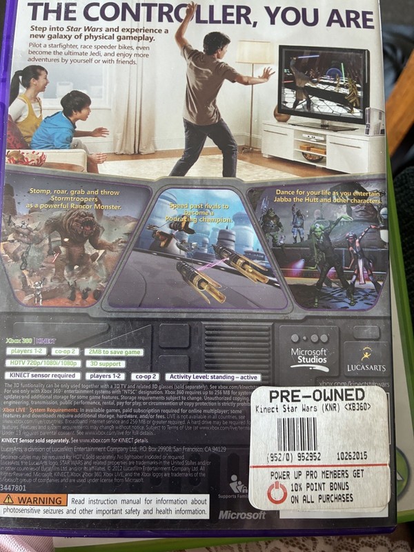 Kinect Star Wars Microsoft Xbox 360 Video Game jedi force battle 2012 CASE DISK 