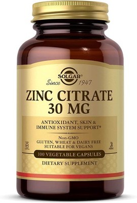 Solgar Zinc Citrate Vegetable Capsules, 100 Count, Non-Gmo, Gluten Free, EXP8/27