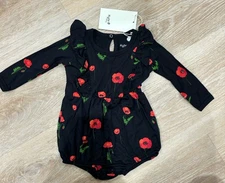 NWT Kyte Baby Midnight Poppies Bubble Romper 6-12 Months