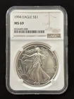 United States Mint American Eagle 1994 1 oz Silver NGC MS 69 Coin 0.999