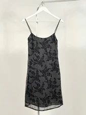Valentino Viscose Dress Womens Black gray floral Print Short Summer Dress