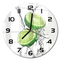 Glasuhr Wanduhr Ohne TickgeräUsche Limetten Und Wasser Schwarze Zeiger Fi30 Cm