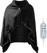 USB Heated Shawl Heated Blanket Plush Flannel Blanket with 3-Setting Heat Contro