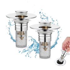 2 Pack Bathroom Sink Stopper for 1.06-1.50in, Universal Silver-a