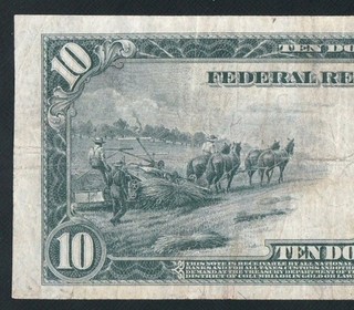 BEAUTIFUL RARE CLEVELAND TYPE 1 1914 $10 FEDERAL RESERVE NOTE. NO TEARS