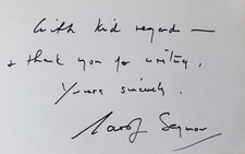 CAROLYN SEYMOUR SIGNED CARD - SURVIVORS - STAR TREK - STEPTOE & SON - AUTOGRAPH