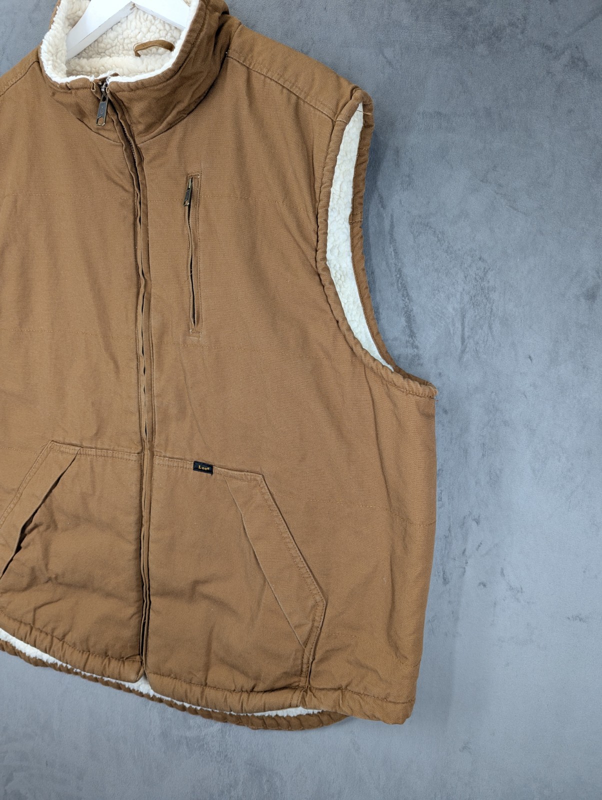 Lee Premium Vest Gilet Size 2XL Sherpa Lined Cotton Canvas Full Zip Workwear image 3