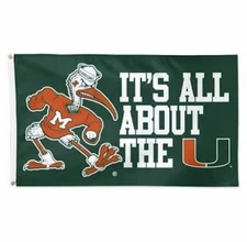 Miami Hurricanes Flag ~ Large 3'X5' ~ FREE SHIPPING ~ USA Seller!!!