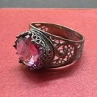 Vintage 925 Sterling Silver Pink Topaz Filigree Ring Ornate Signed DGS Size 11!