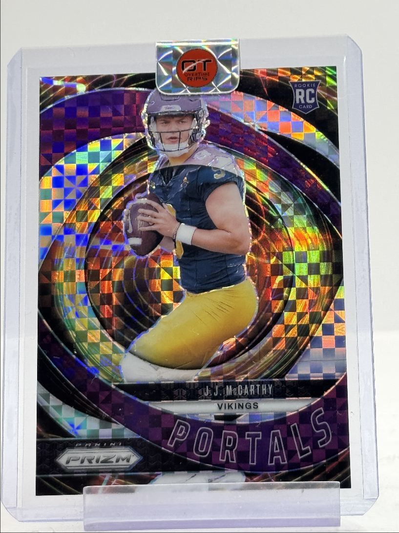J.J. MCCARTHY 2024 PANINI PRIZM PORTALS ROOKIE PURPLE POWER RC /49 Q4301