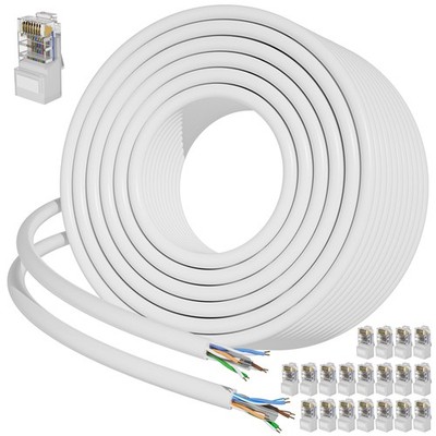 Cat 6 Ethernet Cable 300ft (20 RJ45), Outdoor & Indoor, Heavy 300FT, White