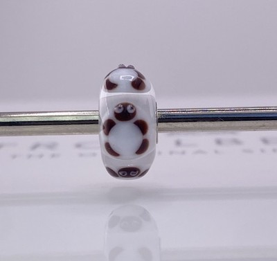 Trollbeads Glass Bead Brown & White Turtle Design New, Retired