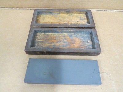 Vintage Razor Knife Sharpening Stone Hone Oilstone Oil Tool Wood Fitted Box