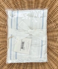 NEW Serena & Lily Oyster Bay Stripe Sateen Euro Pillow Sham-Sky/Coastal Blue