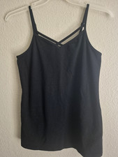 Torrid 0 Deep Black Strappy Front Cami Plus Size Large 12 GUC