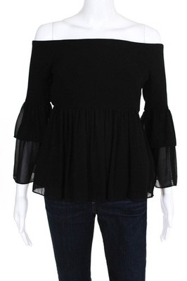Rachel Zoe Womens Off The Shoulder Charlotte Blouse Black Size 2 10815833