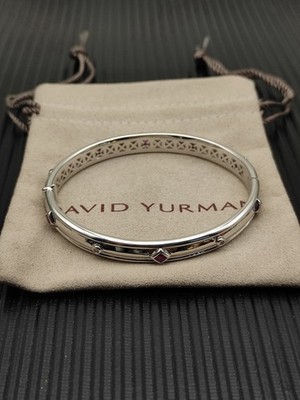 David Yurman 925 Sterling Silver Hinged Bangle Bracelet, Silver, No Stone