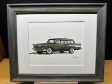 Drawing of a 1957 Chevrolet Nomad Station Wagon Graphite Pencil Sketch Picture