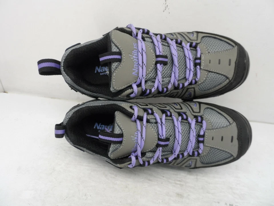 鹦鹉螺女式钢制鞋 EH 运动工作鞋 N2258 灰色/紫色 6M 码 — 第 4/4 张图片