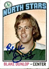 Blake Dunlop Signed Autographed 1976-77 Topps card Minnesota North Stars