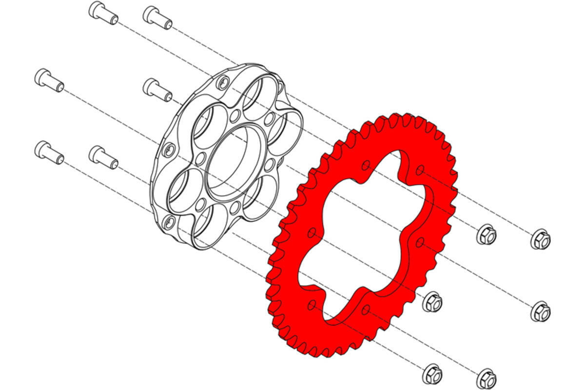 CNC SPLIT REAR SPROCKET Z42 P525 6 HOLES DUCATI STREETFIGHTER V4