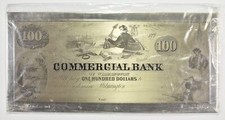 $100 Commercial Bank Of Wilmington - 151 G .925 Sterling Silver Art Bar *9888 82.19 per troy oz
