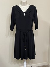 Tahari Arthur S Levine Women’s Black 1/2 Sleeve Stretch Fit & Flare Dress s 8