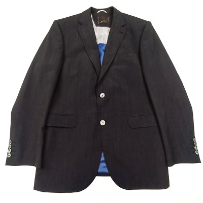 Digel Mens Blazer Jacket UK-40R EUR-50 Black Stretch Wool Blend Pinstriped