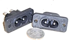 2 NEW IEC C-8 CHASSIS PANEL MOUNT POWER INLET INPUT CORD 8 C8 2 PIN POLE 7 A AMP