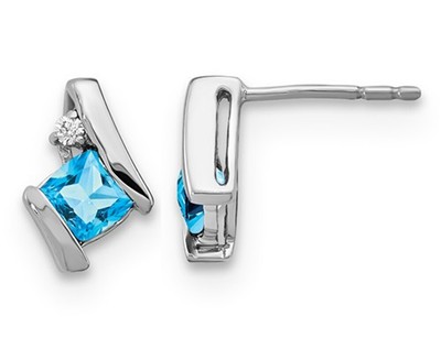 1/2 Carat (ctw) Blue Topaz Stud Earrings in 10K White Gold
