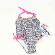 Breaking Waves Little Girls' Tribal Stitch One Piece Swimsuit, Multi, 4