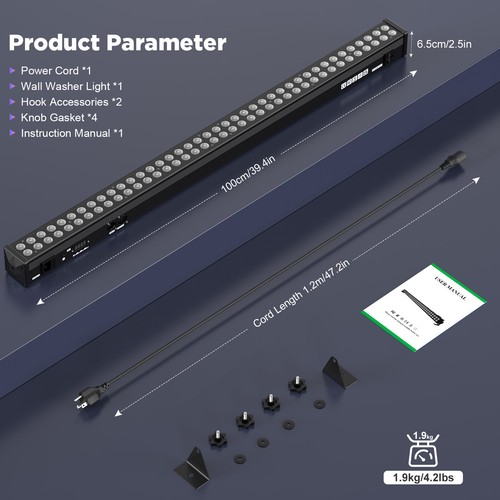 1-10XRGB Wall Wash Bar Light DMX Stage DJ 144 LED Bar Light Strobe Beam Lighting - Picture 7 of 13
