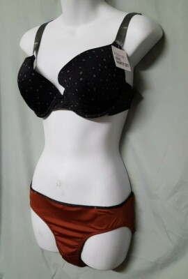 Free To Be Me Brown Black Bra Panty Set Push Up Bra  Size  40 42 44 B C D DD