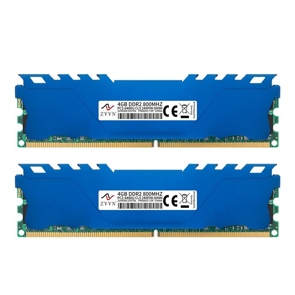 ZVVN 16 GB 8 GB 4 GB DDR2 800 MHz PC2-6400U CL5 Intel PC de escritorio memoria RAM LOTE azul - Imagen 4 de 4