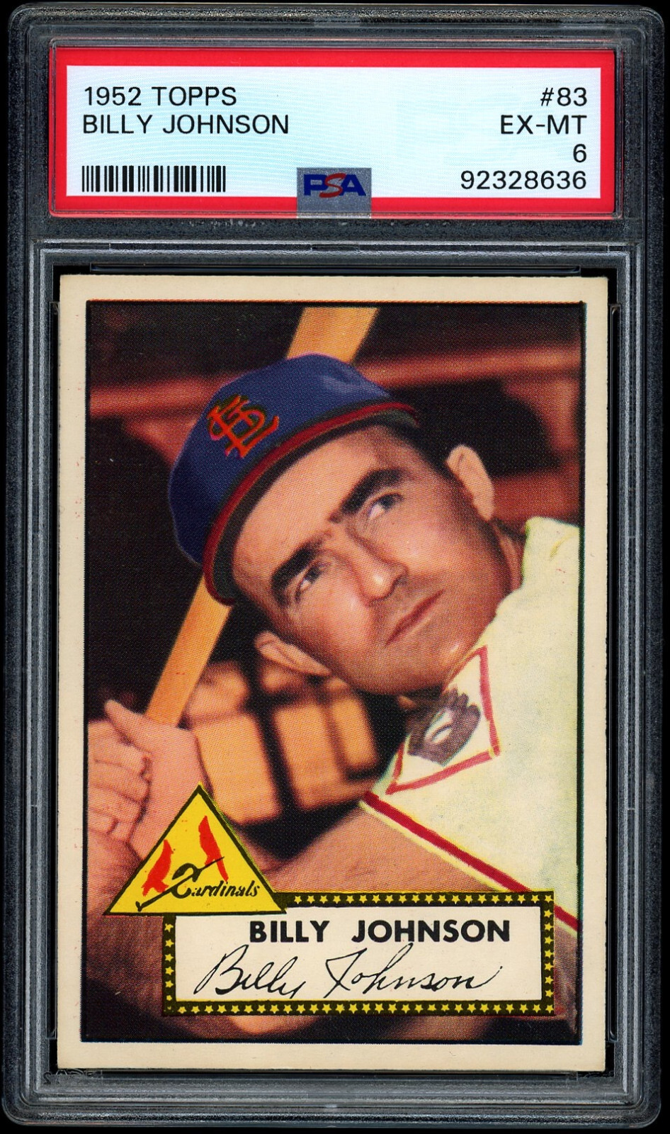 1952 Topps #83 Billy Johnson PSA 6 CENTERED