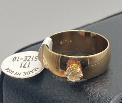 SETA Yellow Gold EP 8mm Engagement Wedding Band 4mm CZ Stone Ring Sz 10 USA NWT