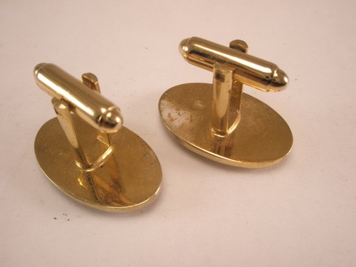 Genuine Green Jade Stone & Gold Tone Quality Vintage DANTE Cuff Links simple - Picture 6 of 7