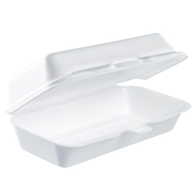 Foam Take Out Food Container White 7.38'' L x 3.56'' W x 2.25'' D | 500/Case